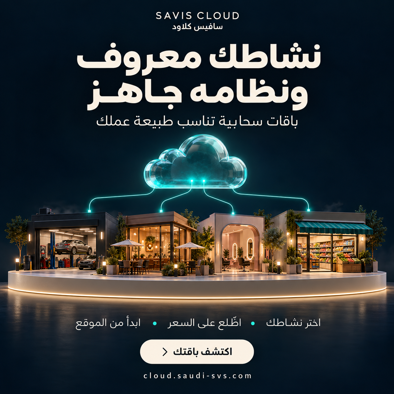 نشاطك معروف ونظامه جاهز: باقات سافيس كلاود السحابية للمغاسل والورش والمقاهي والصالونات والبقالات